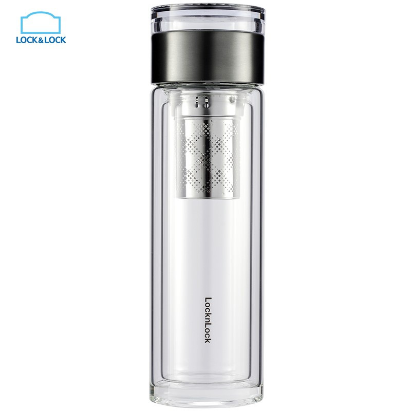 乐扣乐扣(LOCK&LOCK)茶仓双层商务杯LLG599茶水分离420ml透明玻璃杯