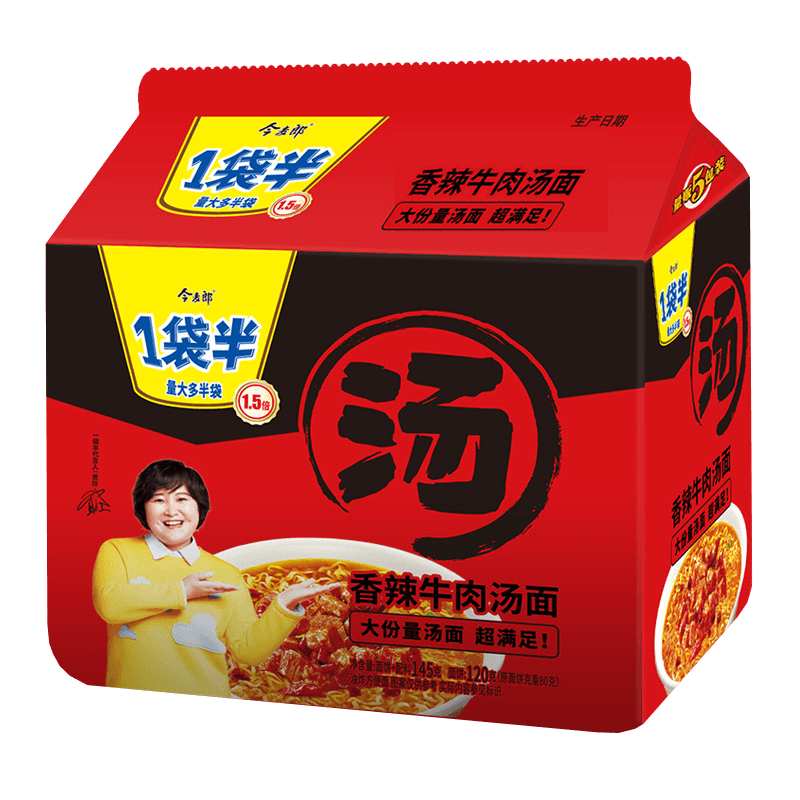 今麦郎 1袋半大汤面香辣牛肉5连包 145g*5