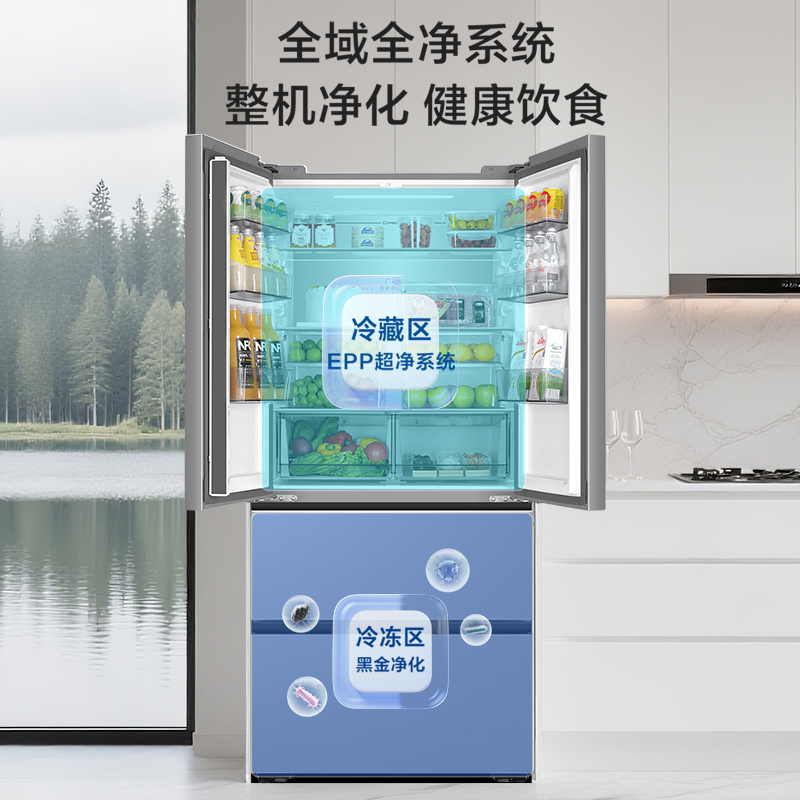 海尔500升多门零嵌冰箱秘境银594mm超薄独立制冷防串味双系统智控BCD-500WGHFDC4LMU1高清大图