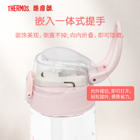 膳魔师THERMOS儿童Tritan吸管杯夏季水杯手提杯轻量便携手提大容量550ml 礼盒装TCSJ-553D GRAY