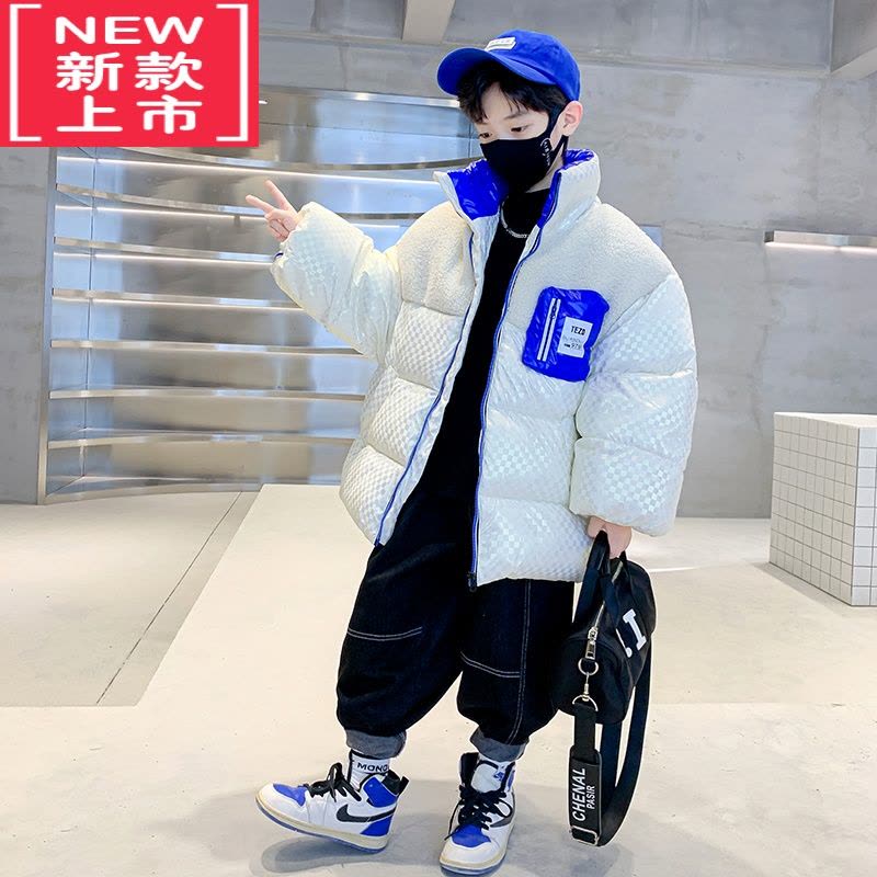 可莉允儿童装男童冬装棉衣外套2022新款中大童冬季棉服男孩二棉加厚棉袄图片