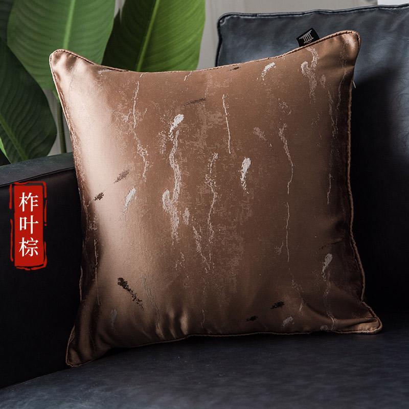 现代新中式抱枕轻奢软包靠背垫床头靠枕沙发靠垫抱枕套不含芯_825 45x45cm枕套不含芯【椅靠、沙发】 柞叶棕