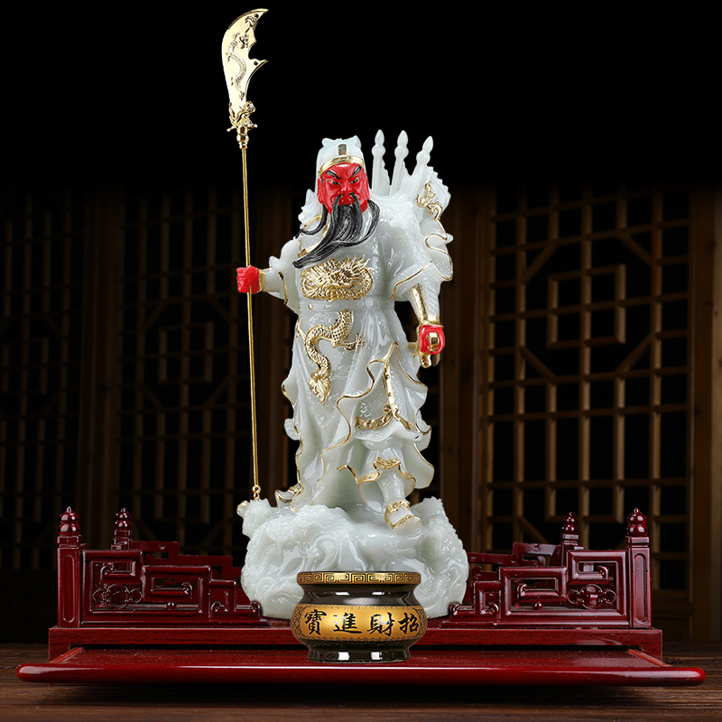 美帮汇九龙关公摆件玉关公关二哥神像玉石关羽武关公像供奉高清大图