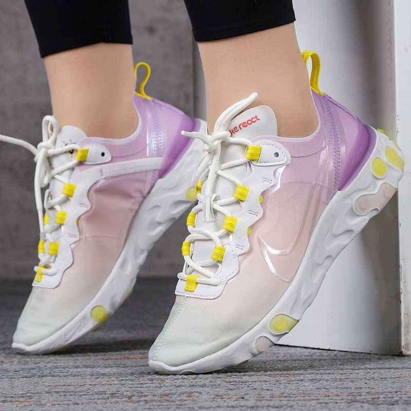 NIKE/耐克 女鞋 2020新款REACT ELEMENT 55 GEL高桥盾网面透气运动休闲鞋 CW2631-911高清大图