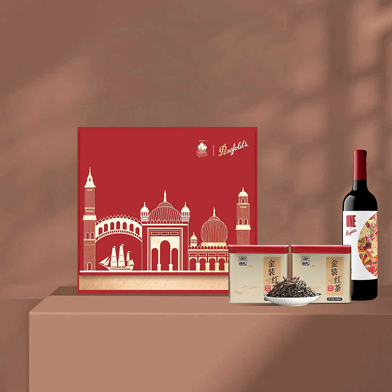 奔富(Penfolds)一号加州红葡萄酒750ml+金帆 金装红茶200g 套装
