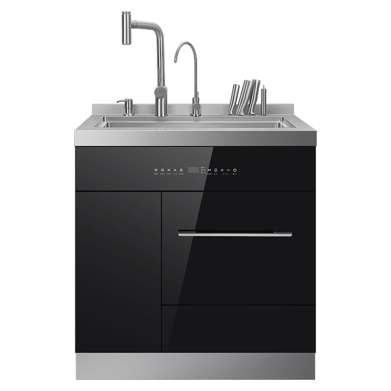 YUKIDA集成水槽304不锈钢一体嵌入式8套洗碗机750mm消毒柜家用 MX750