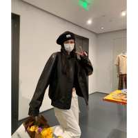COCO LIMITED‘穿搭天菜’休闲复古进口植鞣绵羊皮真皮皮衣女夹克 高级黑 M