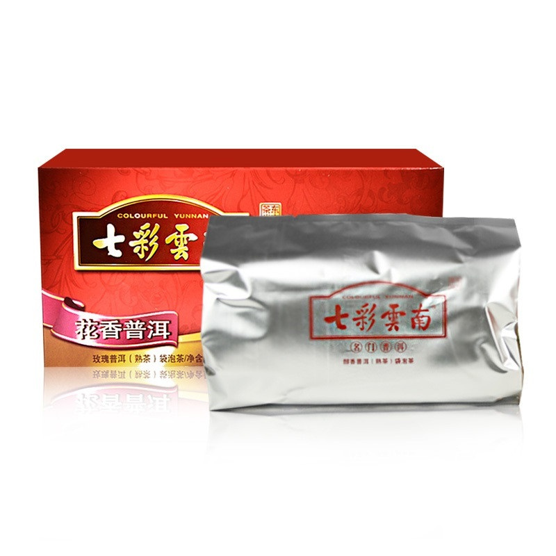 七彩云南 花香普洱(玫瑰熟茶)袋泡茶50g/盒(25包)