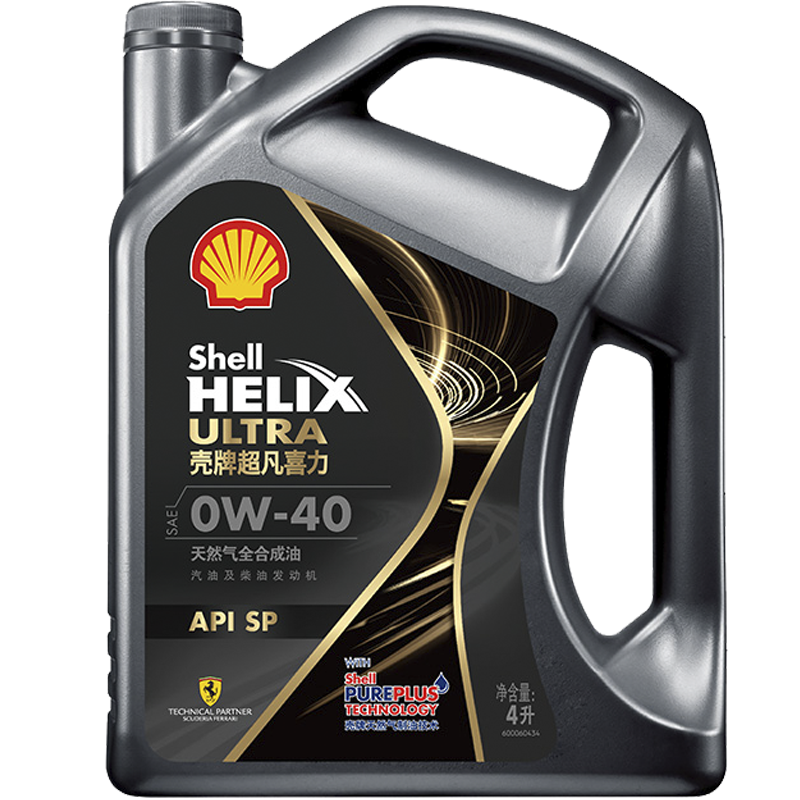 壳牌(Shell)超凡喜力都市光影版 天然气全合成机油Helix Ultra API SP级0W-40 4L装汽车润滑油