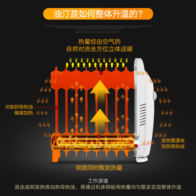 澳柯玛(AUCMA)取暖器油汀NY07H527-9 办公快速升温 9片速热 宿舍家用省电 小型电暖器电暖气1000W