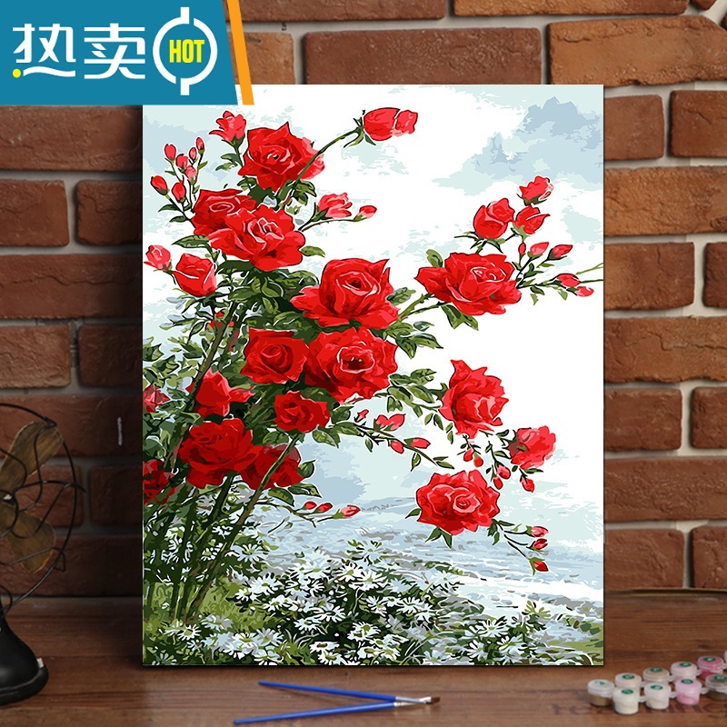 敬平数字油画diy手工绘画填色现代简约风景挂画装饰画富士山樱花装饰画高清大图