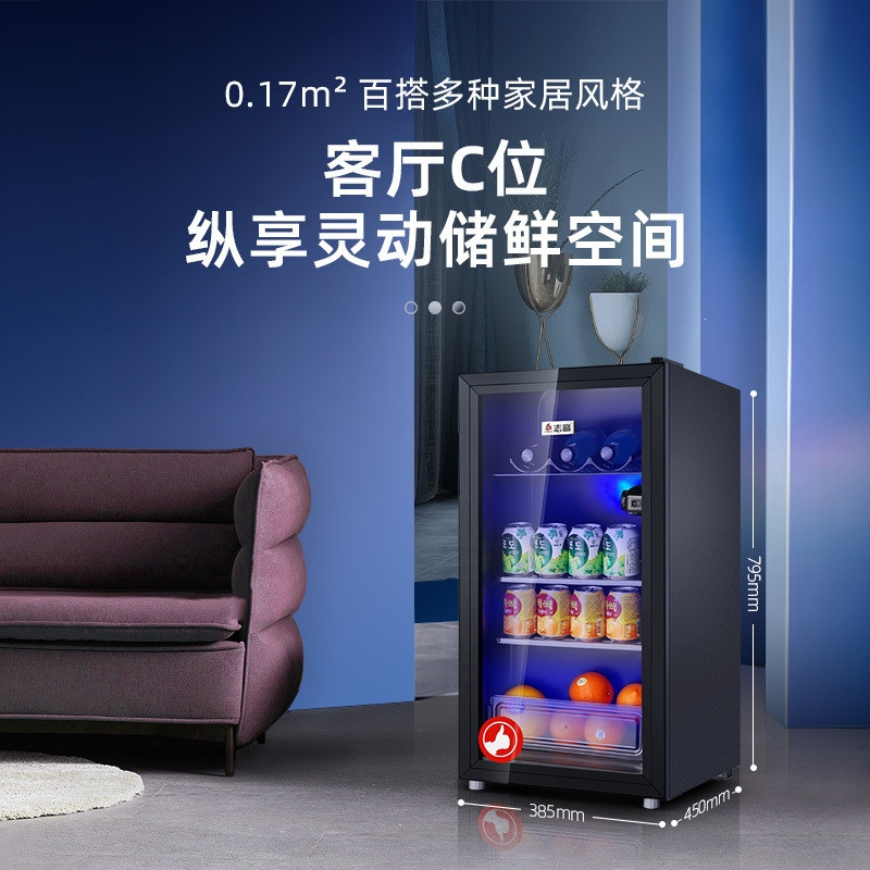 志高(CHIGO)冰吧小型冰箱家用茶叶保鲜柜冷藏冰柜饮料红酒零食客厅办公室_192升全冷藏蓝灯