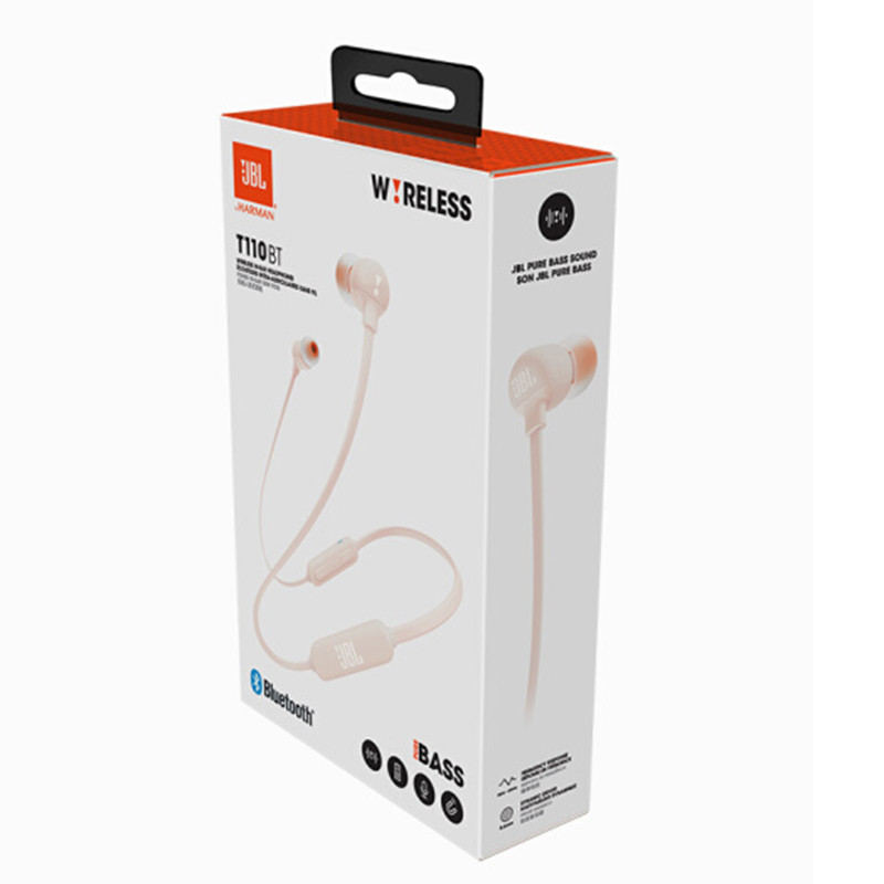JBL T110BT 运动蓝牙耳机无线跑步耳机 入耳塞式线控耳机低音 粉色