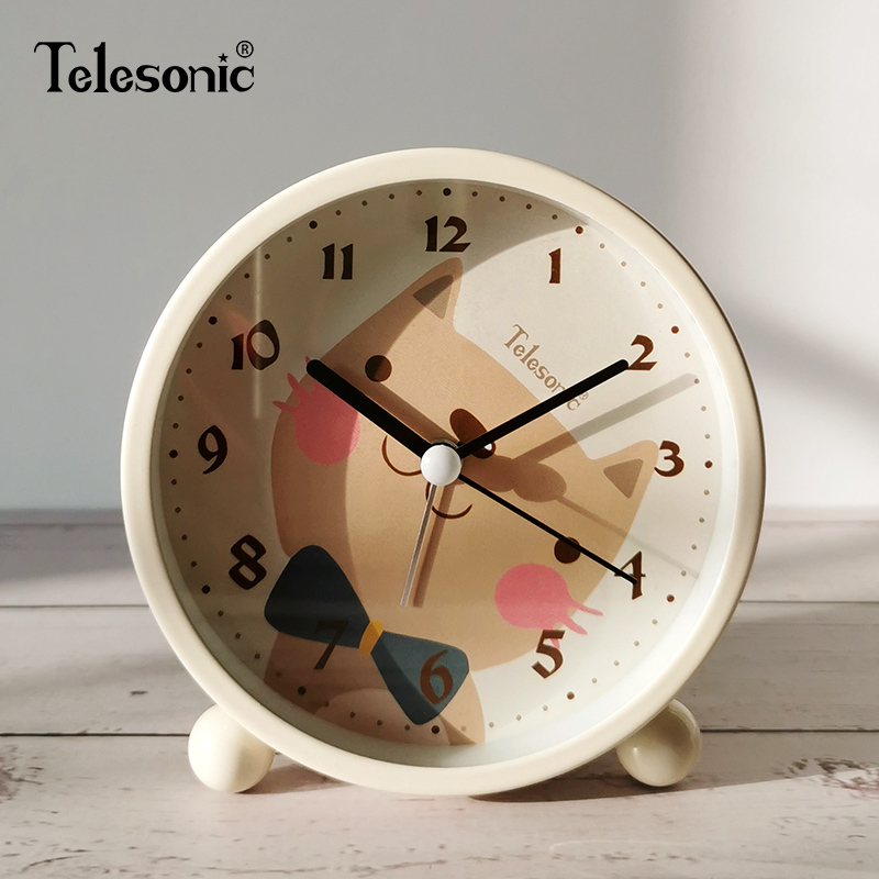 天王星(Telesonic)卡通学生闹钟创意男女可爱简约石英钟儿童台钟时尚金属卧室床头钟个性懒人钟时钟