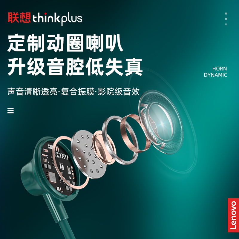 联想/Lenovo 蓝牙耳机 SH1运动挂脖 红色IPX5级防水汗 半入耳式耳塞 隔音降噪环绕5.0立体声苹果安卓通用