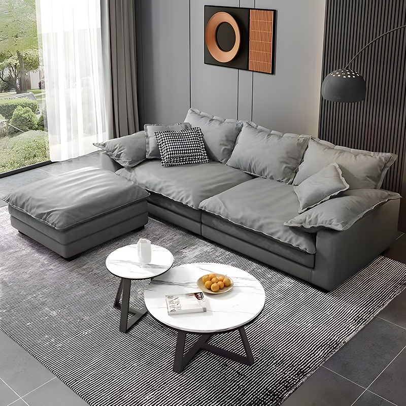 欧梵森 沙发 意式极简轻奢科技布沙发现代简约大小户型直排乳胶颗粒羽绒免洗北欧客厅家具家居布艺沙发高清大图