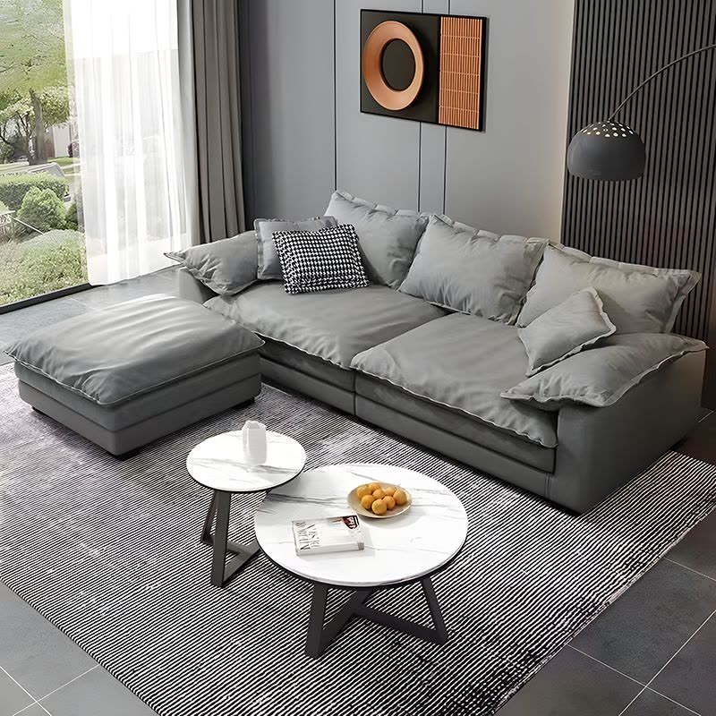 欧梵森 沙发 意式极简轻奢科技布沙发现代简约大小户型直排乳胶颗粒羽绒免洗北欧客厅家具家居布艺沙发图片