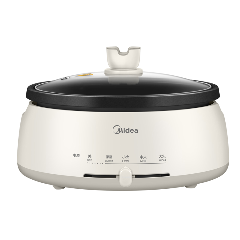美的(Midea)分体式多用途电火锅家用大容量大功率多功能涮烤一体电锅不粘锅宿舍煮锅多功能锅智能电热锅DY28P151高清大图