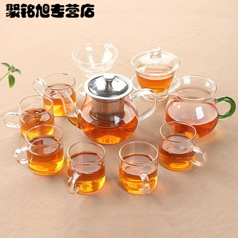 加厚玻璃茶具套装家用简约整套功夫茶具透明过滤泡茶器家用生活日用家庭清洁生活日用家居器皿水具水杯套装