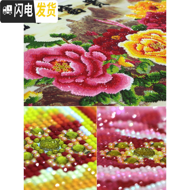 三维工匠2019年新款钻石画满钻客厅花开富贵牡丹图十字绣自 [非满钻]异形钻120*50厘米[送2套工具][钻量多30高清大图
