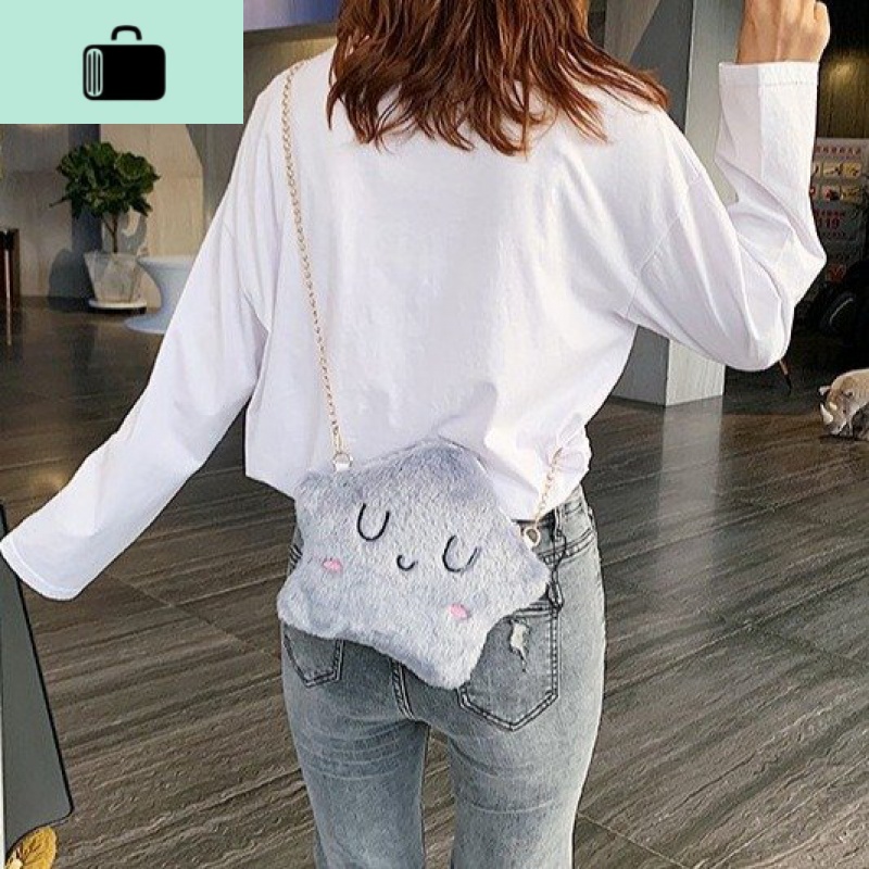 儿童包包可爱毛绒云朵表情单肩包小学生斜挎包女孩链条手机零钱包NEW LAKE高清大图