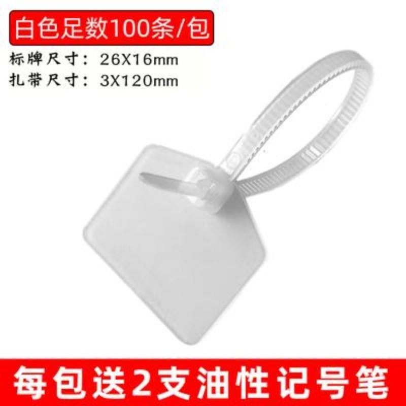 混色(50条) 120mm 彩色尼龙标签扎带电缆吊牌吊卡网线记号标牌防水塑料封条扎线带