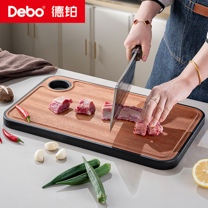 德铂(Debo) 范德堡菜板砧板纯钛结晶乌檀木防滑437*270mm菜板DEP-941高清大图