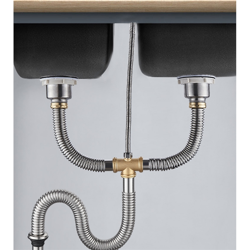 藤印象洗菜盆下水管配件水池不锈钢下水器双槽洗碗池排水管管道套装