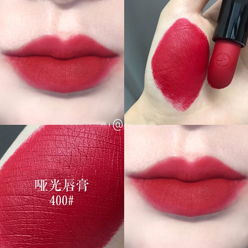 阿玛尼armani挚爱哑光丝绒口红唇膏雾面柔雾黑红管唇膏4g哑光400玫调