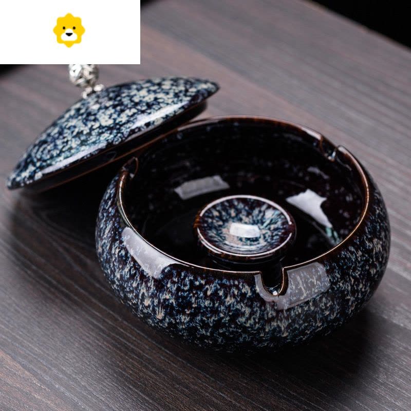 创意烟灰缸家用客厅个性潮流时尚陶瓷烟缸带盖防飞灰茶几摆件定制 JING PING图片
