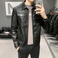 骄克雄狮(JANKELEONE)皮衣男2022春季新款时尚帅气男士PU皮夹克衫机车休闲外套男装翻领潮