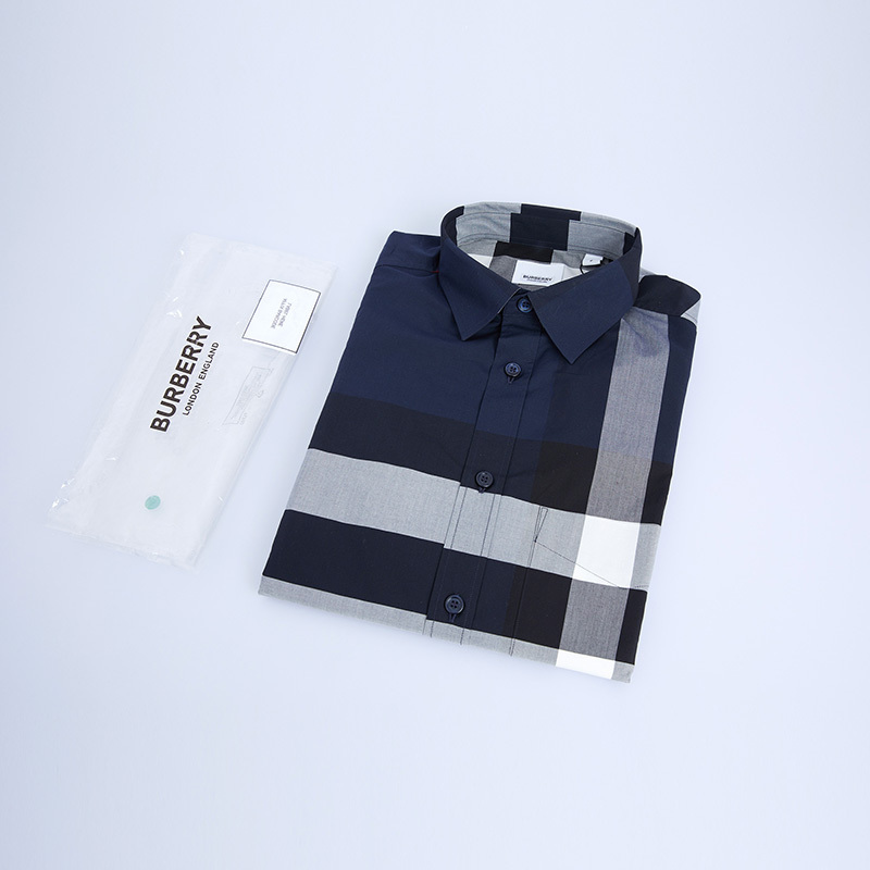 [20春夏新品]BURBERRY/博柏利 男士格纹府绸衬衫 男士长袖衬衫 高端男士衬衫