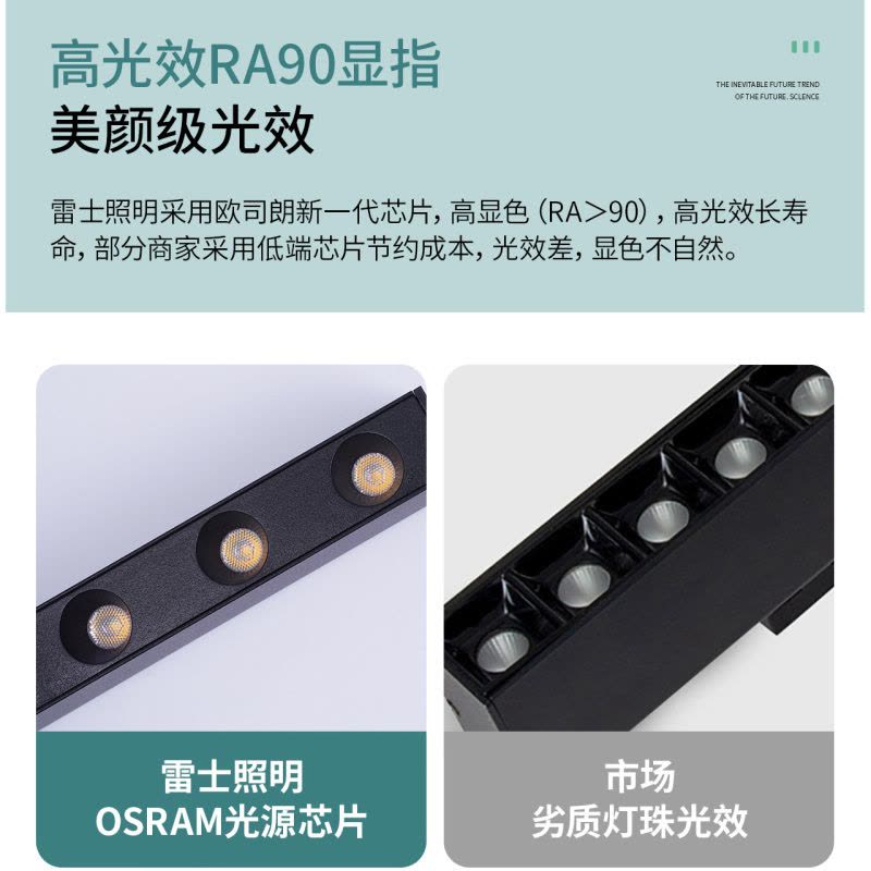 雷士照明无边框嵌入式磁吸轨道灯无主灯线条射灯商业照明酒店别墅图片