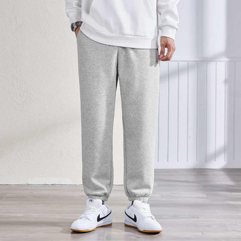 25折价956元唐狮春季新款灰色潮流运动裤男宽松卫裤束脚休闲裤帅气