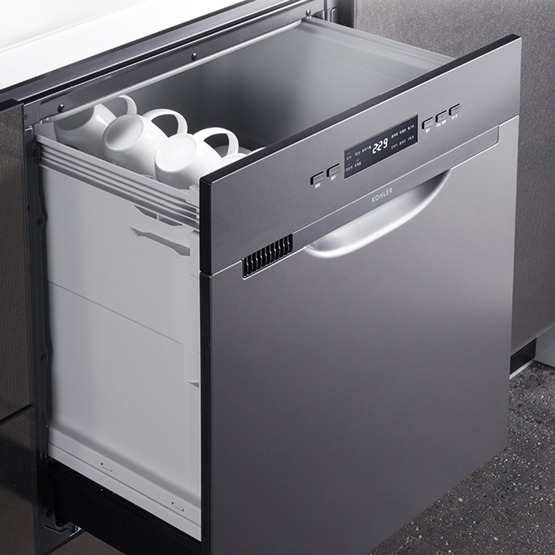 科勒(KOHLER)家用嵌入式洗碗机8套高温烘干全自动智能高温消毒除菌洗烘一体机抽屉式洗碗机K-23704T