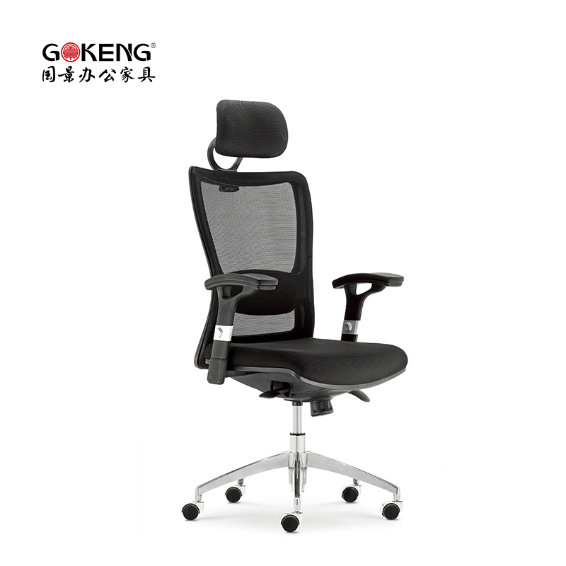 国景GOKENG 办公椅 带头枕电脑椅 黑色转椅