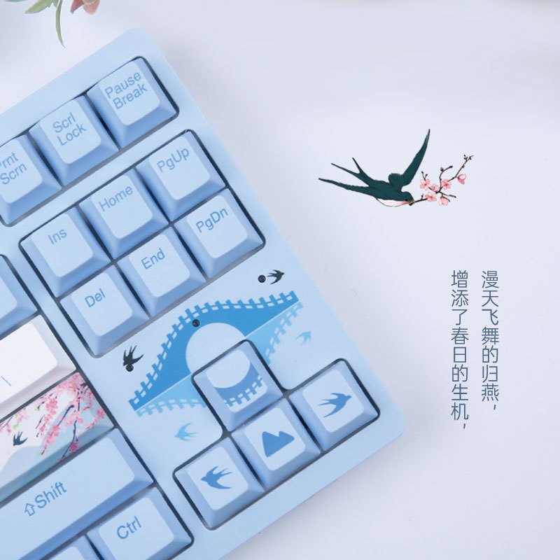 达尔优A87归燕Cherry樱桃轴机械键盘 LOL/英雄联盟/APEX/电竞游戏吃鸡热升华PBT键帽 樱桃红轴