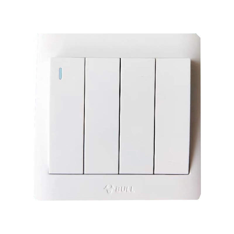 公牛开关86型g32k412白色守护四开双控带荧光开关面板10a