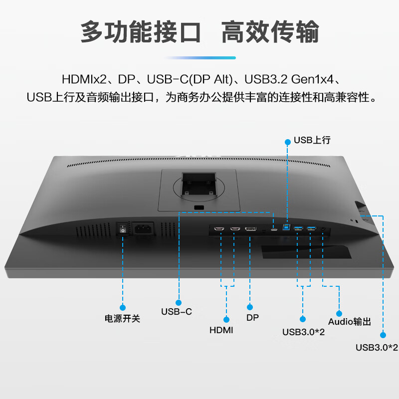 AOC U32P2C显示器31.5英寸4K低蓝光旋转升降支架type-c 65W反向充电(台)高清大图