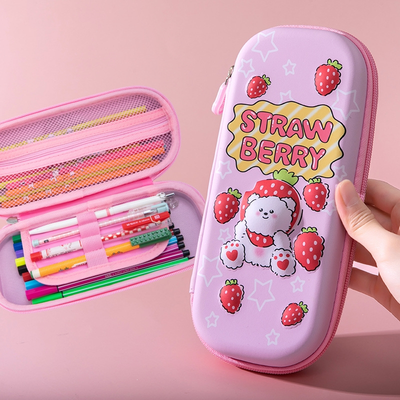 智扣小学生卡通笔袋3d立体铅笔盒抗摔防水韩版儿童文具盒