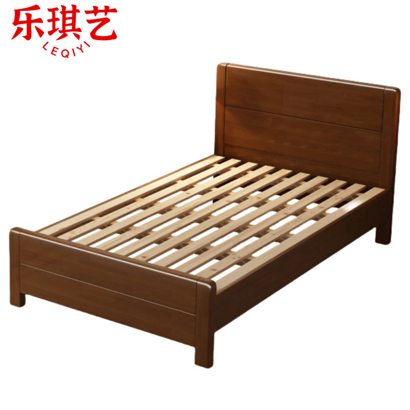 乐琪艺 实木单人床 胡桃色 2000*1350*950mm 张高清大图