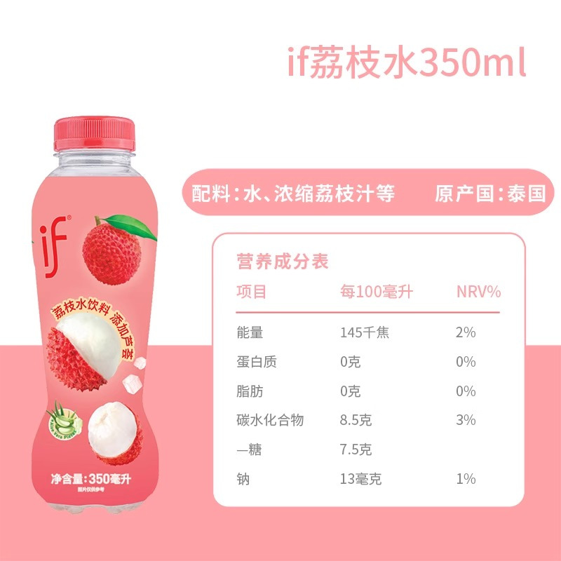 泰国进口if荔枝水(含芦荟果肉)荔枝味0脂肪果汁饮料350ml*6瓶高清大图