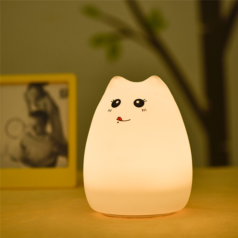 可爱萌宠智能萌猫七彩LED小夜灯充电床头氛围灯节日礼物波迷娜BOMINA高清大图