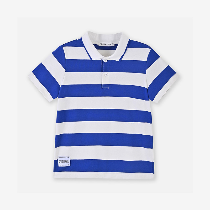 [1件3折]铅笔俱乐部童装2025夏装新款男童t恤儿童条纹上衣中大童Polo短袖