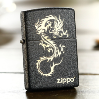 打火机zippo正版礼物236黑裂漆美国原装正品新款黑裂漆芝宝商标 男士收藏礼品 磨砂哑漆 明铬 铜 黑色 彩印