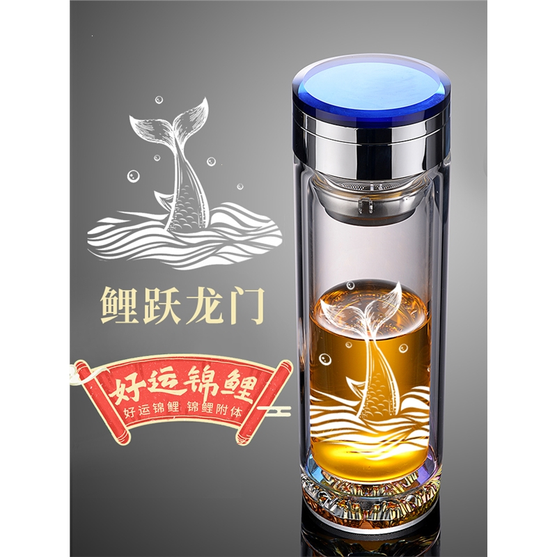玻璃杯双层透明泡茶杯水晶专用闪电客新款车载商务隔热男水杯冬定制