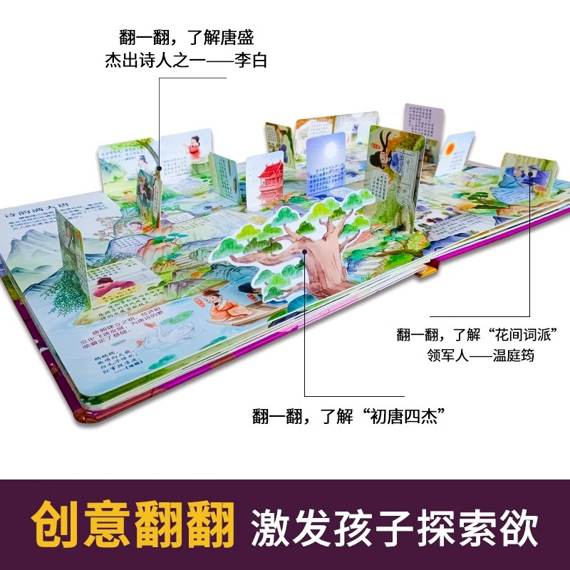一学就会的成语立体机关大书 [正版]一学就会的小学生必背古诗词3D立体书素材翻翻书儿童启蒙益智绘本一二三四五六年级成语积