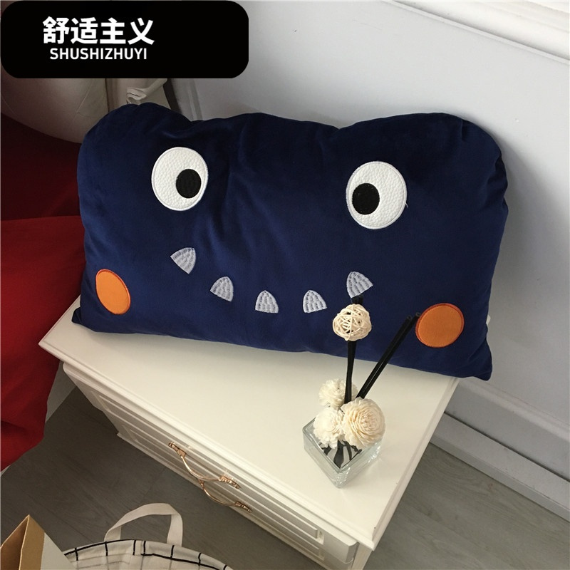 可爱卡通刺绣抱枕60支长绒棉小恐龙造型床品汽车装饰物靠枕迷你枕