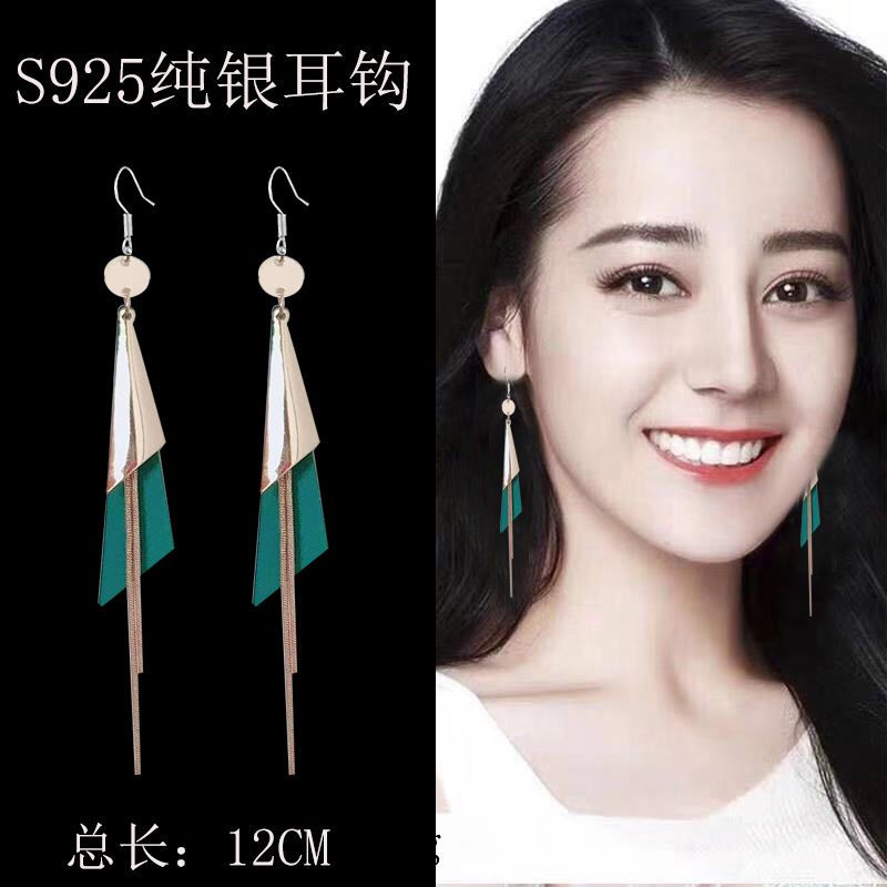 925 过敏耳环耳钉 花朵长款耳坠时尚气质百搭甜美流苏耳饰女