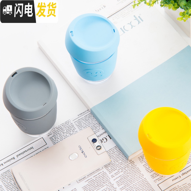 三维工匠手冲咖啡随行杯防烫玻璃咖啡杯12盎司带盖咖啡杯美式随手杯 浅粉色350咖啡器具高清大图